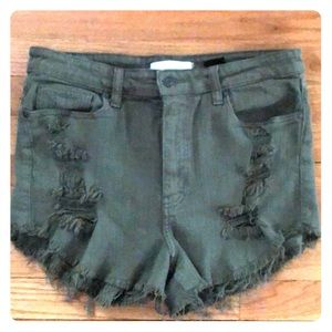 eunina Olive colored Jean shorts